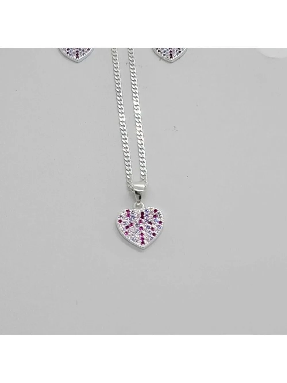 LAST ONE Pink HEART Earrings and Necklace set